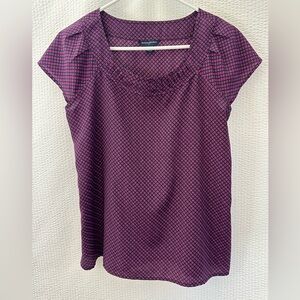 Banana Republic Purple Black Geometric Print Short Sleeve Blouse Small Top